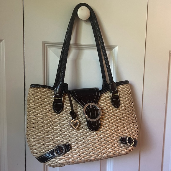 Brighton Vintage Light Tan Straw Raffia Shoulder Bag - Picture 4 of 11
